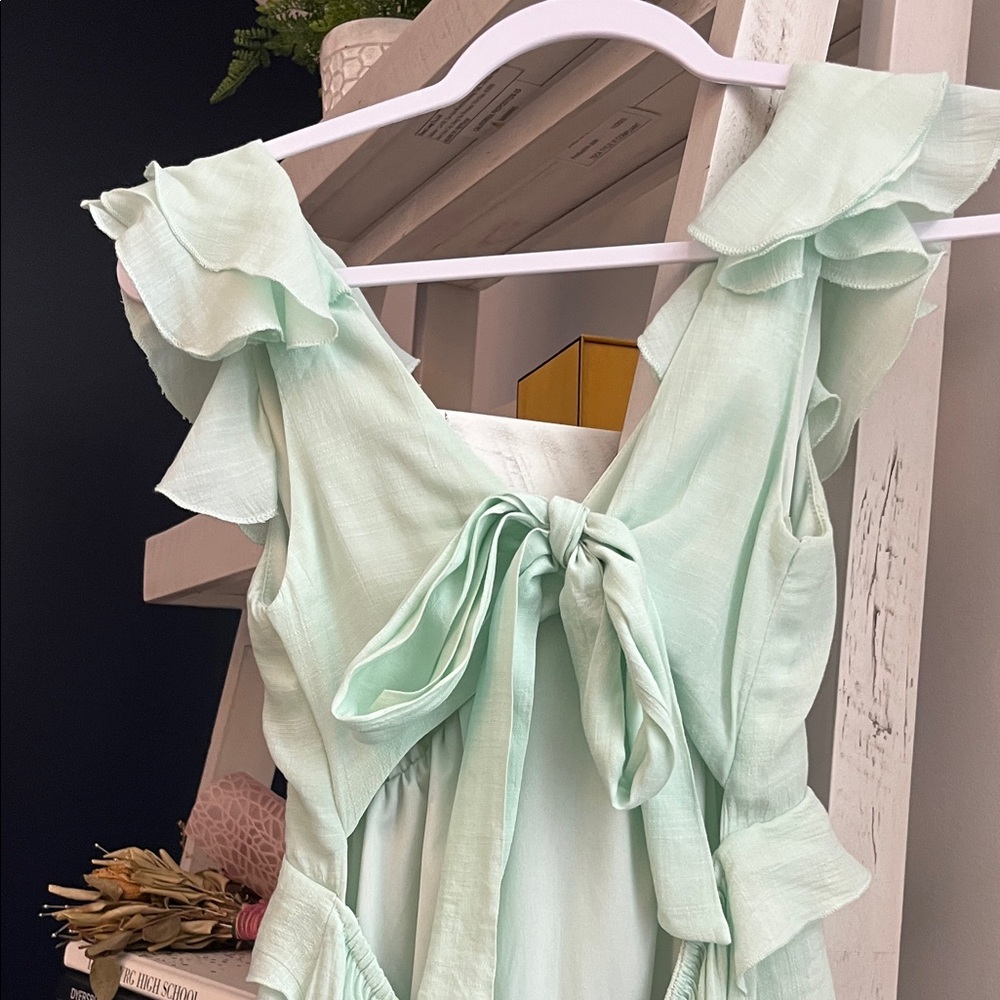 Chic Mint Ruffle Dress - Picture 3 of 5